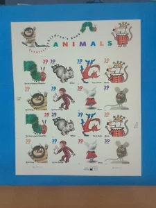 #3987-94 FAVORITE CHILDREN'S BOOK ANIMALS Sheet of 16 39 Cent Stamps MNH - Picture 1 of 1