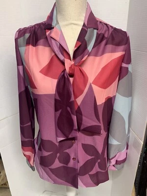 Blusa Vintage Vera Muestra Talla 10 Gris Borgoña Etiqueta Hecha Unión Buen Estado Foto 1 de 4