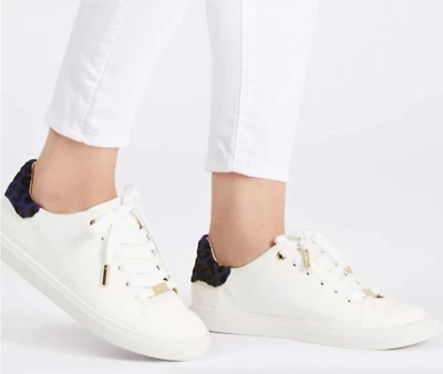 Topshop Tenis Zapatos Para Mujer Talla 7 Blanco Guepardo Ojo de Gato Punta Dorada Cordones Cuero Foto 1 de 4