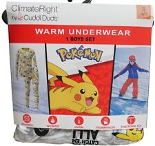 Pokemon Pikachu Base Layer Thermal Set Kids Size S 6/7  Warm Dri-Fit Pajamas