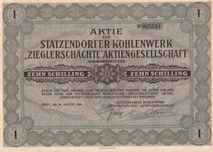 AUSTRIA COAL MINING CO stock certificate 1929 VIENNA - Picture 1 of 1
