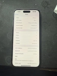 iPhone 14 Pro Max 256GB Unlocked To All Carriers - Picture 1 of 3