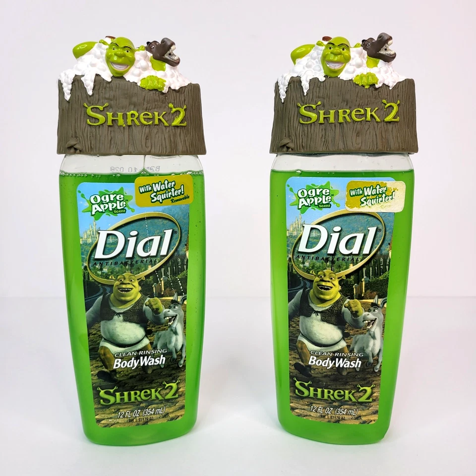 Vintage Shrek 2 Dial Body Wash Ogre Apple Scent Lot of 2 Bottles 12 fl oz - Image 1 of 4