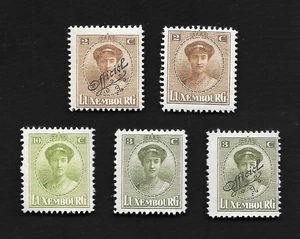 5 verschiedene Briefmarken 1921 Scott # 131-132 & 134 Luxemburg Großherzogin Charlotte - Bild 1 von 2
