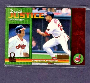 1999 PACIFIC OMEGA COPPER PARALLEL BLANK SERIAL #73 DAVID JUSTICE INDIANS 1/1 - Picture 1 of 2