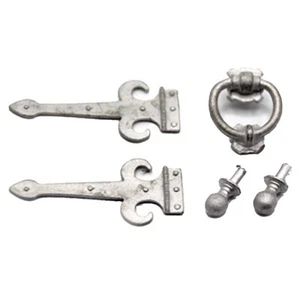 Dolls House Medieval Door Hardware Set Hinges Knocker Handle Knobs Miniature1:12 - Picture 1 of 7