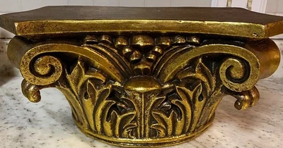 GOLD Wall Shelf Pillar Top Decor Hanging Resin Ornate Elegant 14" x 8" * Foto 1 de 2
