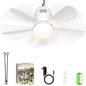 Ventilador de techo portátil para exteriores de 20 pulgadas, 20000 mAh con luz con control remoto... - Imagen 1 de 7