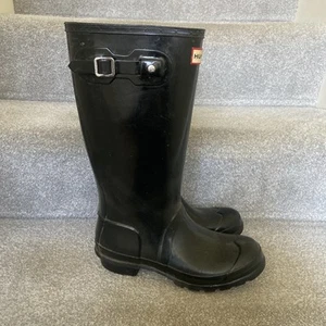 Stivali donna bambino unisex Hunter originali nero lucido/brevettato misura 4 euro:37 - Foto 1 di 12