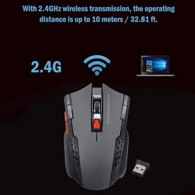 Mouse Mice Laptop Computer Wireless PC Optical Scroll 2.4 Cordless US^uk| B8F8 - Image 1 of 4