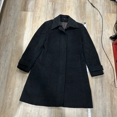 Abrigo Cinzia Rocca Gris Lana Cuello Soporte Ajuste Regular Para Mujer Talla L/US12 Foto 1 de 4