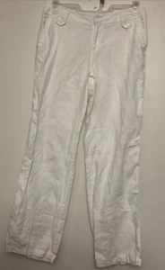 Pantalones para mujer London Jean Chino 100 % lino blanco pierna ancha 10 bolsillos - Imagen 1 de 18