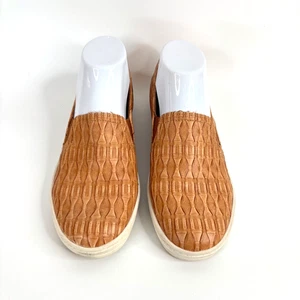 Sundance Tooled Vegano Cuero Pisos 38 Mocasines Sin Cordones Marrón Coñac Preppy Otoño - Imagen 1 de 8