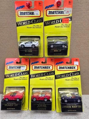 Matchbox Super World Class Lot Of 5 Aston Martin Camaro Corvette Viper Mustang - Image 1 of 2