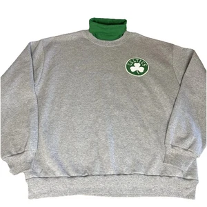 Vintage 90s Boston Celtics Turtleneck Sweatshirt NBA Men's XL L USA 50-50 SOFT - Picture 1 of 7