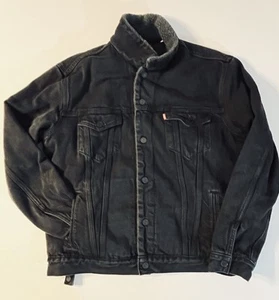 Levi’s Men’s Large Sherpa Denim Trucker Jacket Black Duvall 1636500540L - Picture 1 of 9