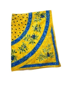 Tovaglia Poupèes Yolande francese provenzale 100% cotone blu giallo 58” x 89” - Foto 1 di 9