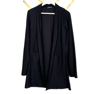 Eileen Fisher Long Jacket Black Pockets Open Front Size XL? 1x? 2x?? System - Picture 1 of 6