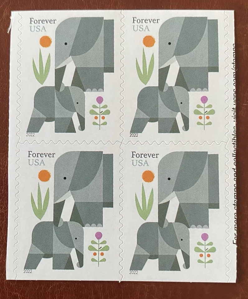US stamps sc #5714 Elephant 2022 MNH b4 both side total 8 stamps FOREVER - Image 1 of 1