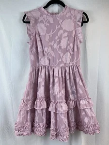 New Lulus True as Can Be Lavender Burnout Floral Ruffled Mini Dress Size Small - Picture 1 of 8