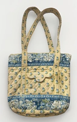 Vintage 2004 VERA BRADLEY Katherine Yellow Blue Tote Bag Floral 2 Handles Y2K - Image 1 of 4