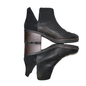 Botín Sorel para mujer Cate recortado cuero negro talla 7 EU 38 tacón bloque - Imagen 1 de 9