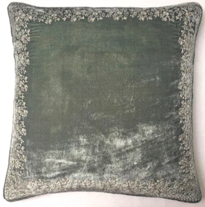 Anke Drechsel Cushion JAMILA FRAME P. Blue Silver Embroidery Silk Velvet Kissen - Picture 1 of 16