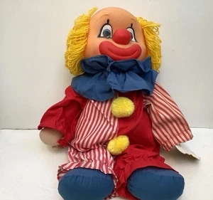 Vintage 80s Dakin Dream Dolls Cheery Teary Clown Plush 13” Double Face - Picture 1 of 9