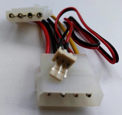 Molex Female to Molex Male (8cm) to 3 Pin Male (28cm) Power Cable/Adapter - Image 1 of 3