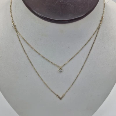 CZ by Kenneth Jay Lane KJL Layered Stationed Gold Tone CZ Necklace 16-18" - Image 1 of 4