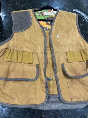 Vintage SafTbak Hunting Vest Canvas Game Pouch Made in USA Flannel Lining - Image 1 of 4