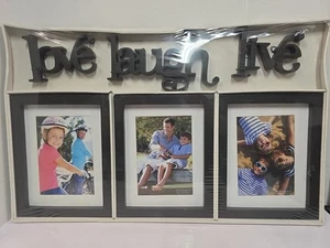 Live Laugh Love Wall Art And Picture Frame Set Matted 5x7 Frames Black And White - Picture 1 of 12
