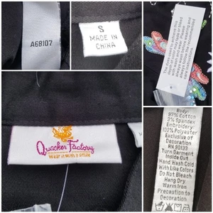 Dragonfly Embroidered Jacket Quacker Factory Size S Black Stretch Zip Front NWT - Picture 1 of 9