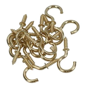 Shouldered Screw Hooks Fasteners Hanger Brass Plated 10mm Dia 19mm Length - Picture 1 of 22