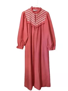 Vintage Donna Richards for Gilligan & O’Malley Pink Robe Gown Ruffle 1980's MED - Picture 1 of 6