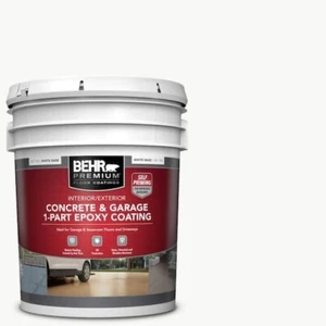 5 gal White Self-Priming 1-Part Epoxy Satin Concrete Garage Floor Driveway Paint - Picture 1 of 10