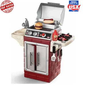 Kids BBQ Toy Set Play Pretend Grill Utensils Hamburger Hot Dog Sink Cooking New - Picture 1 of 7
