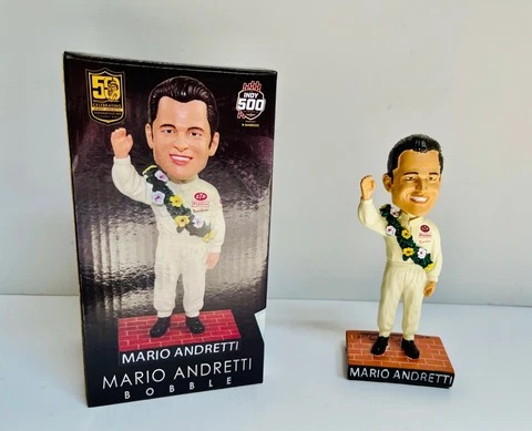 Mario Andretti SIGNED 50th Anniversary 1969 Indy 500 Win 6" Bobblehead Cover