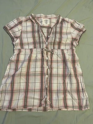 L.O.O.G H&M KIDS GIRLS light Fabric Top Tunic Plaid Baby Doll   Size 8/9 Y Cute - Image 1 of 4