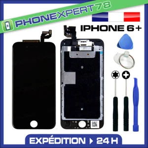 VITRE TACTILE + ECRAN LCD RETINA COMPLET SUR CHASSIS IPHONE 6 PLUS NOIR + OUTILS - Photo 1 sur 1