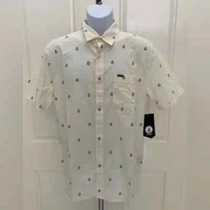NWT-Volcom Patterson Cream Short Sleeve Shirt M - Picture 1 of 2