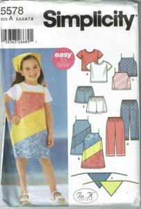 Simplicity 5578 Sewing Pattern Childs Jumper Sundress Top Pants Scarf Size 3-8 - Picture 1 of 2