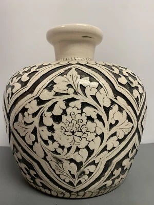 Maceta diseño flor tallada porcelana dinastía Canción china asiática Foto 1 de 4