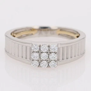 .26ctw Round Diamond Cluster Engagement Ring Platinum & 18k Yellow Gold Size 7.5 - Picture 1 of 6