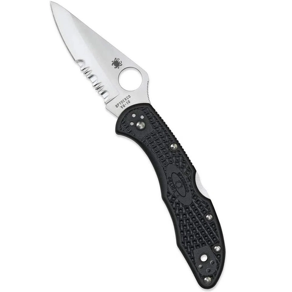 Spyderco C11PSBK Delica Lockback Knife, Black, 7.13-Inch