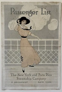 Passenger List New York And Porto Rico Steamship Company Coamo Puerto Rico 1913 - Picture 1 of 3