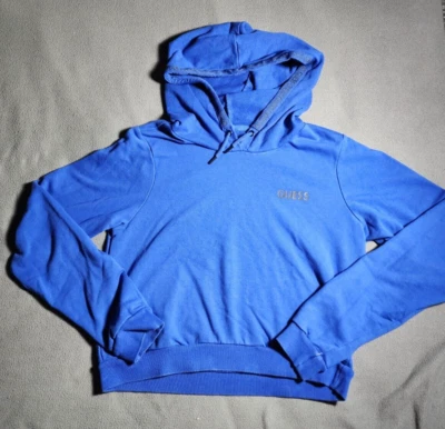 Guess Лос-Анджелес женщин большой кобальт синий пуловер укороченный толстовка с капюшоном - Изображение 1 из 4