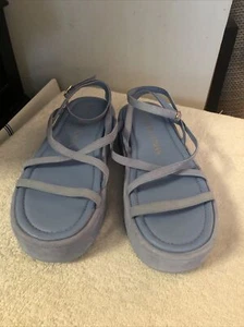 Stuart Weitzman Summerlift Platform Strappy Sandal Round Toe Blue Size 9B New - Picture 1 of 9