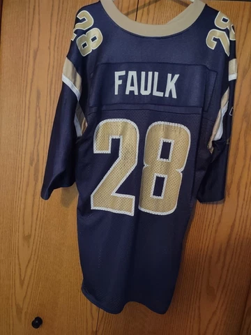 SWEET! VINTAGE REEBOK MARSHALL FAULK ST. LOUIS RAMS #28 Men's L JERSEY HOF🐏🏈🐏 Cover