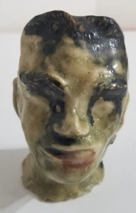 Monster Scary Face Head Man Male Pottery Statue Unknown Artist  Heavy 4.5" Tall  - Picture 1 of 24
